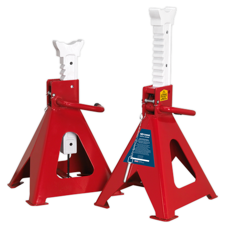 Axle Stands (Pair) 10 Tonne Capacity per Stand Auto Rise Ratchet - AAS10000 - Farming Parts