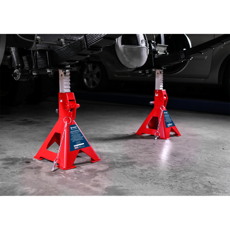 Axle Stands (Pair) 3tonne Capacity per Stand Auto Rise Ratchet - AAS3000 - Farming Parts
