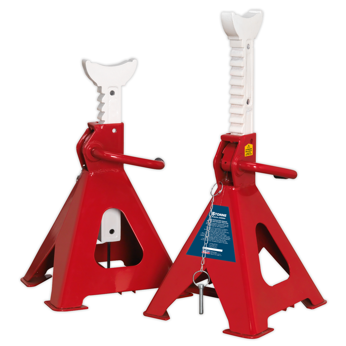 Axle Stands (Pair) 5 Tonne Capacity per Stand Auto Rise Ratchet - AAS5000 - Farming Parts