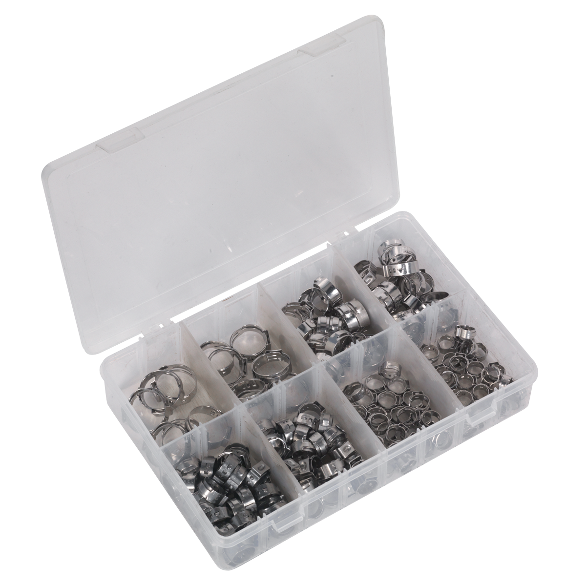 O-Clip Single Ear Assortment 160pc Stainless Steel - AB043SE - Farming Parts