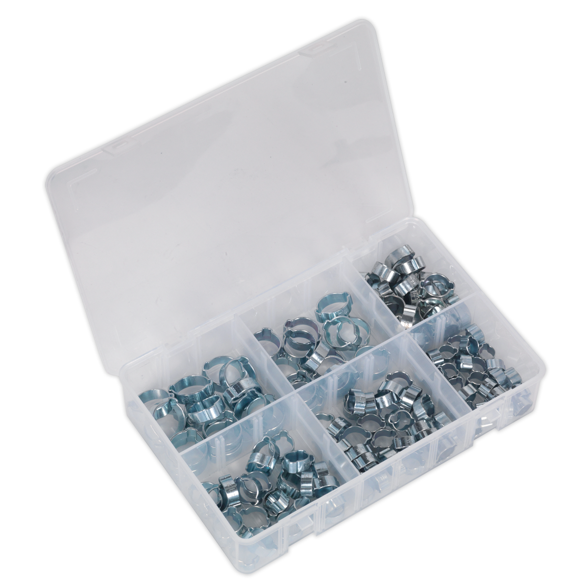 O-Clip Double Ear Assortment 140pc - Zinc Plated - AB044DE - Farming Parts