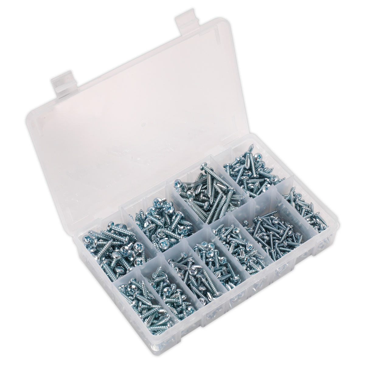 Self-Tapping Screw Assortment DIN 7981CZ 700pc Pan Head Pozi Zinc - AB063STPH - Farming Parts