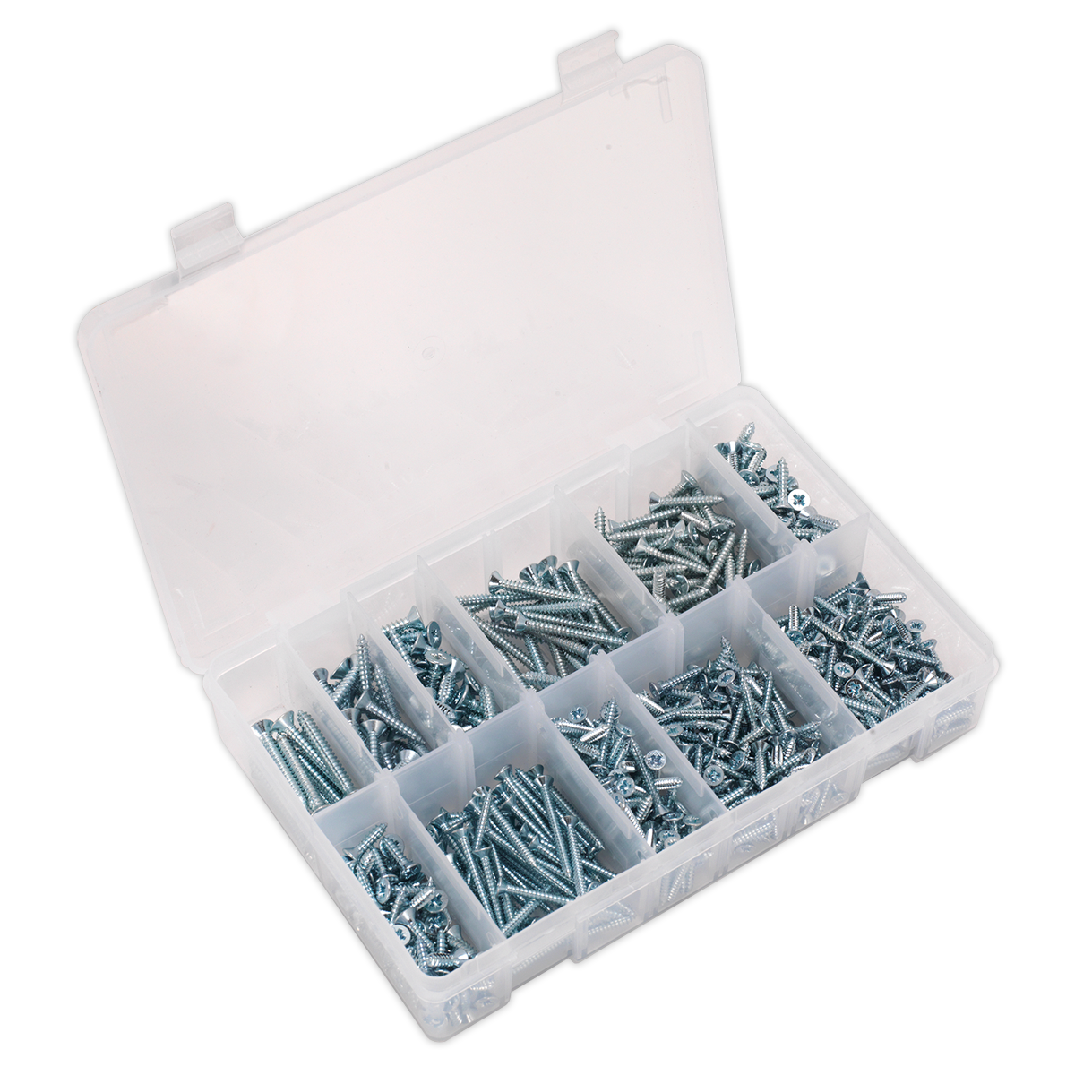 Self-Tapping Screw Assortment 600pc Countersunk Pozi Zinc - AB065STCP - Farming Parts