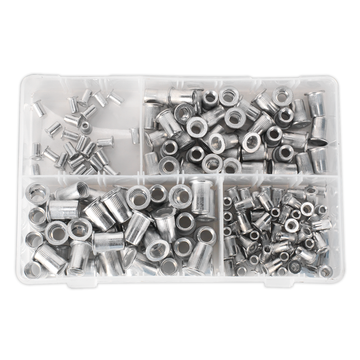 Threaded Insert (Rivet Nut) Assortment 200pc M4-M8 Splined Metric - AB073TI - Farming Parts