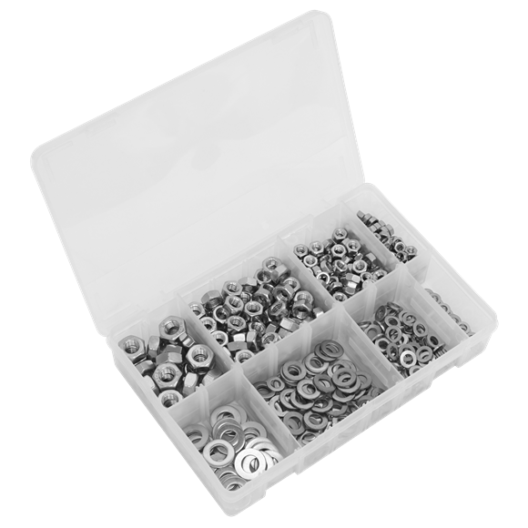 Sealey | Stainless Steel Nut and Washer Assortment M5-M10 500pc - AB077NW