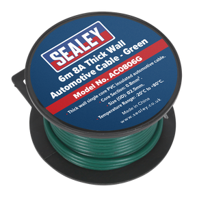 Automotive Cable Thick Wall 8A 6m Green - AC0806G - Farming Parts