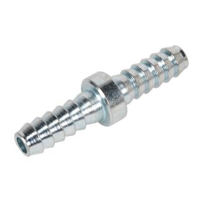 The Sealey Double End Hose Connector 1/4" Hose Pack of 5 - AC10, perfect for workshop or engineering applications, features ridges along the body and a central hexagonal section for easy tightening with wrenches.