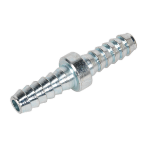 The Sealey Double End Hose Connector 1/4" Hose Pack of 5 - AC10, perfect for workshop or engineering applications, features ridges along the body and a central hexagonal section for easy tightening with wrenches.