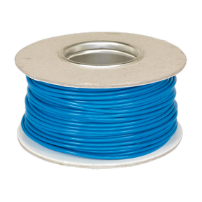 A spool of Sealey Automotive Cable Thin Wall Single, 2mm² with 28/0.30mm conductors, measuring 50m in length and colored blue (model number AC2830BU).