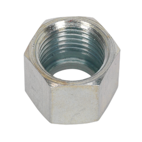 The Sealey Union Nut 1/4"BSP Pack of 5 - AC48 offers a metal hexagonal design with internal threading perfect for workshop use and is compatible with various types of wrenches when viewed from above.