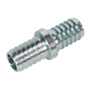 The Sealey Double End Hose Connector 1/2" Hose Pack of 2 - AC51 features ridged cylindrical bodies and hexagonal middle sections, designed for securely connecting hoses. This product is ideal for maintaining consistent airflow in workshop engineering projects.