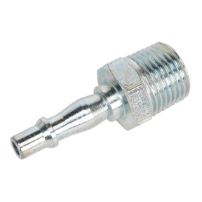 The Sealey Screwed Adaptor Male 1/2"BSPT Pack of 5 - AC68 is a metal hose connector, ideal for workshop and engineering use, featuring a threaded end and a smooth barb fitting.