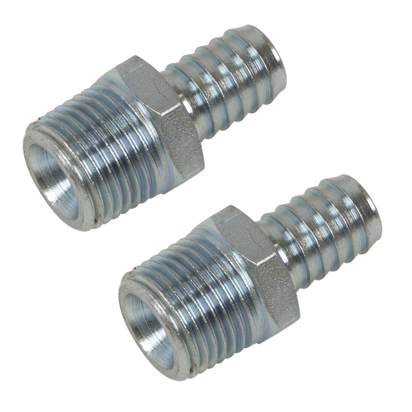 Sealey | PCL Screwed Tailpiece Male 1/2"BSPT - 1/2" Hose - Pack of 2 - AC99