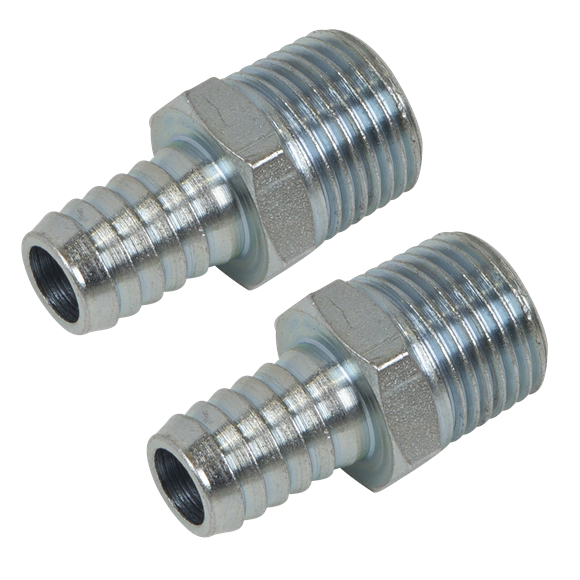 Sealey | PCL Screwed Tailpiece Male 1/2"BSPT - 1/2" Hose - Pack of 2 - AC99