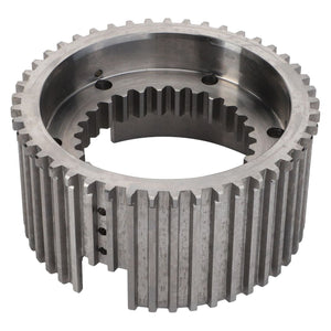 The AGCO Hub - ACV001792A is a metallic gear with external and internal teeth, featuring a circular design and a small section missing, ideal for Valtra models in the T Series.