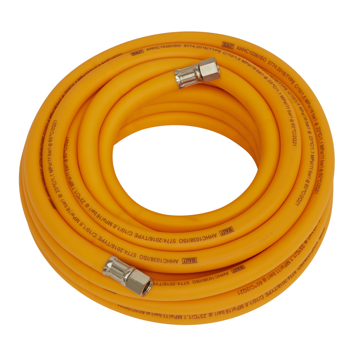 Air Hose 10m x Ø10mm Hybrid High-Visibility with 1/4"BSP Unions - AHHC1038 - Farming Parts