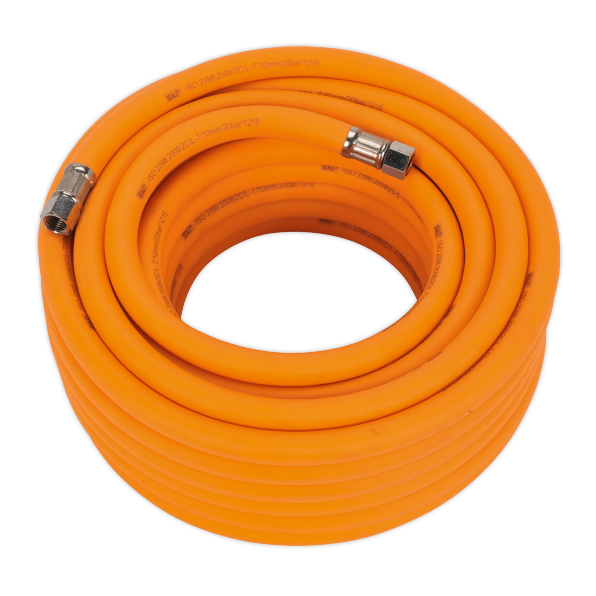 Air Hose 15m x Ø10mm Hybrid High-Visibility with 1/4"BSP Unions - AHHC1538 - Farming Parts