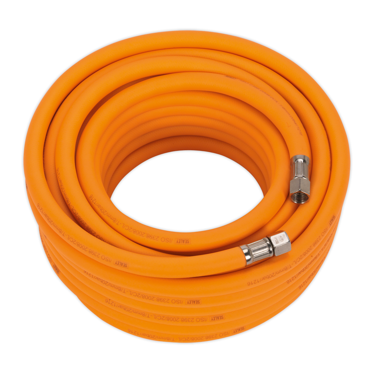 Air Hose 15m x Ø8mm Hybrid High-Visibility with 1/4"BSP Unions - AHHC15 - Farming Parts