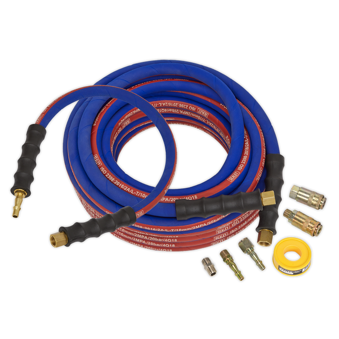 Sealey Air Hose Kit Extra Heavy Duty 15m x Ø10mm with Connectors AHK02