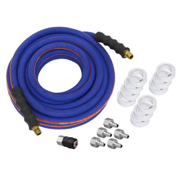 Extra-Heavy-Duty High Flow Air Hose Kit with Couplings 15m x 13mm - SE-AHK05