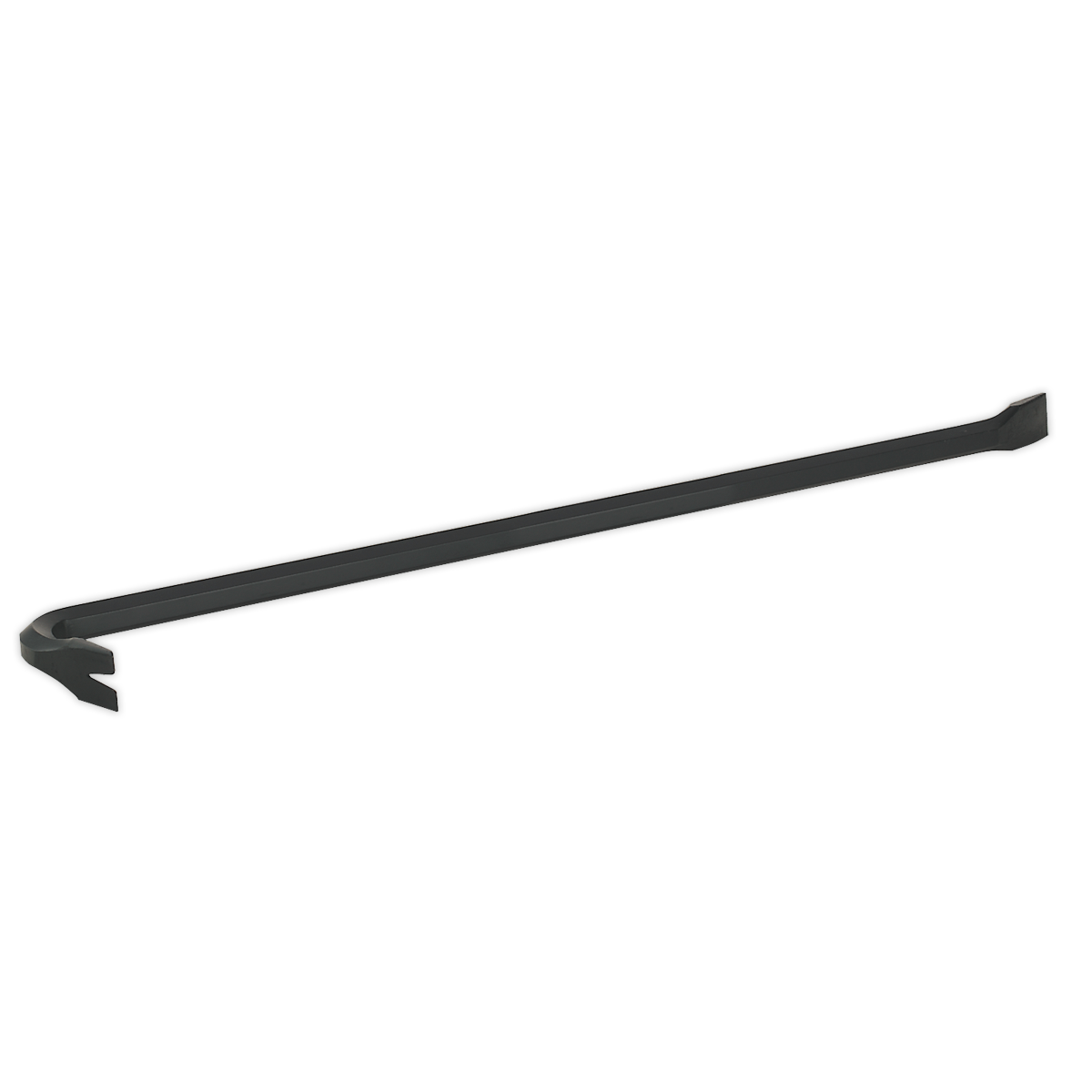 The Sealey Crowbar 610mm (AK2061) is a durable, drop-forged steel tool with a curved end and a flat, beveled opposite end, perfect for demanding force work tasks.