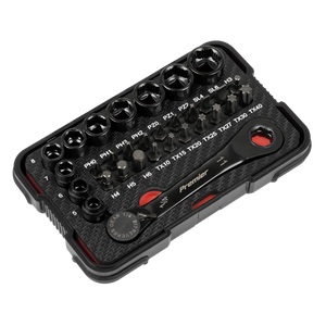 Premier Black Go-Through Lock-On™ Low Profile Socket & Bit Set 1/4"Sq Drive 31pc - SE-AK2112