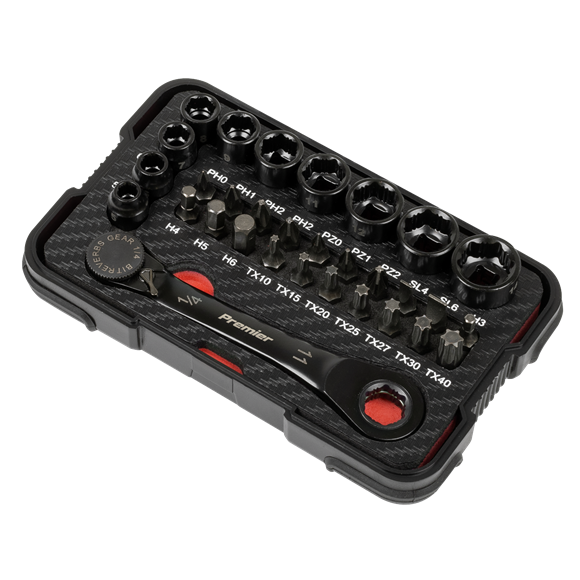 Premier Black Go-Through Lock-On™ Low Profile Socket & Bit Set 1/4"Sq Drive 31pc - SE-AK2112