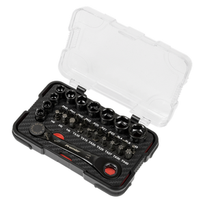 Premier Black Go-Through Lock-On™ Low Profile Socket & Bit Set 1/4"Sq Drive 31pc - SE-AK2112