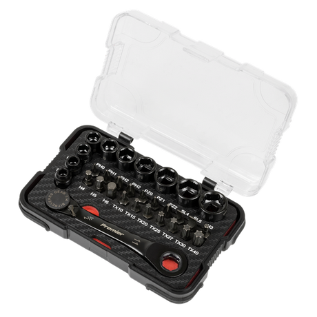 Premier Black Go-Through Lock-On™ Low Profile Socket & Bit Set 1/4"Sq Drive 31pc - SE-AK2112