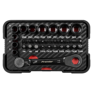 Premier Black Go-Through Lock-On™ Low Profile Socket & Bit Set 1/4"Sq Drive 31pc - SE-AK2112