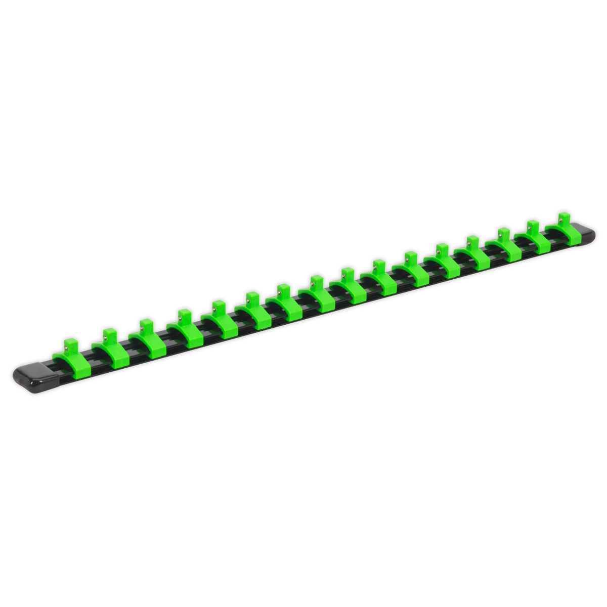 Socket Retaining Rail with 16 Clips 1/4"Sq Drive - Hi-Vis Green - AK27052HV - Farming Parts