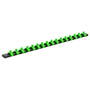 Socket Retaining Rail with 16 Clips 1/4"Sq Drive - Hi-Vis Green - AK27052HV - Farming Parts