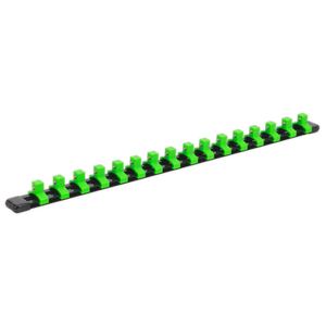 Socket Retaining Rail with 16 Clips 3/8"Sq Drive - Hi-Vis Green - AK27053HV - Farming Parts