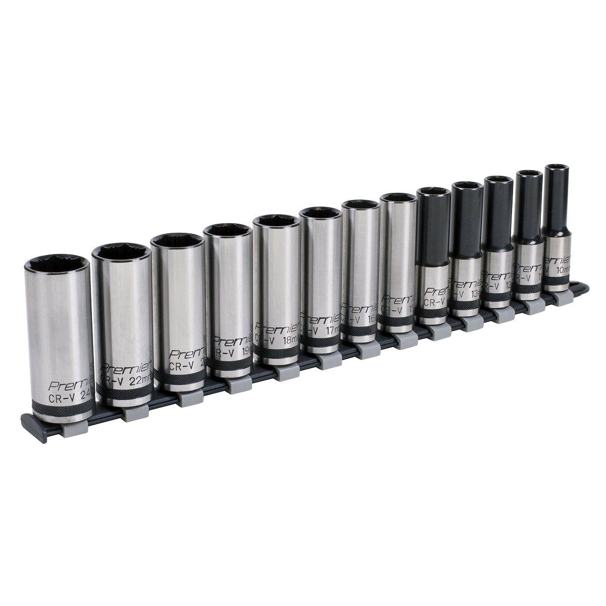 Socket Set 13pc 1/2"Sq Drive Deep Lock-On™ 6pt Metric - Black Series - AK2745B - Farming Parts