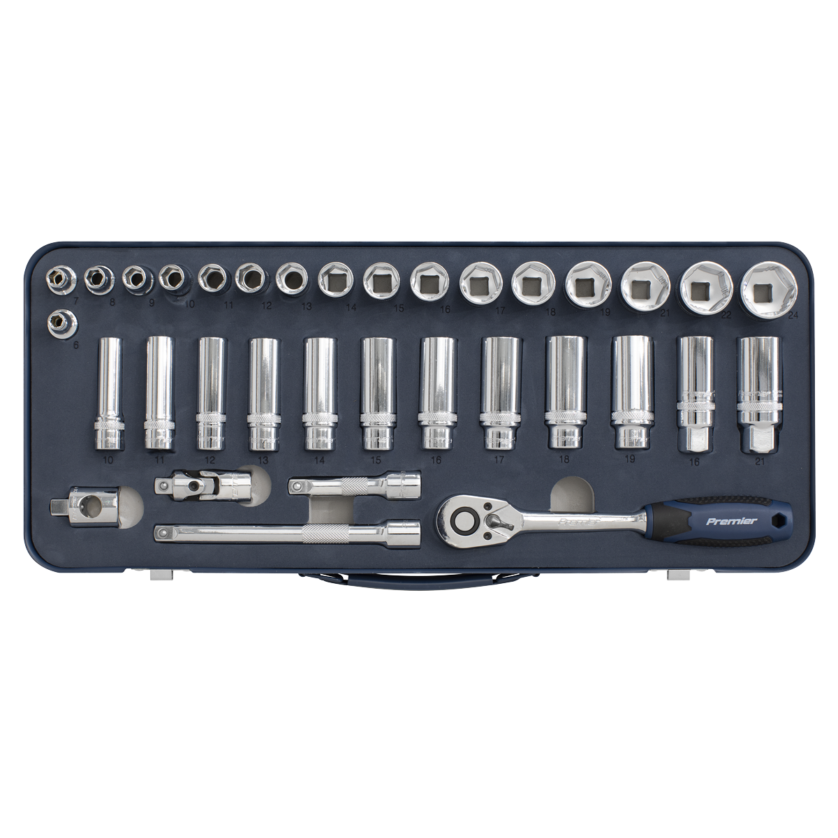 Socket Set 34pc 3/8"Sq Drive Lock-On™ 6pt Metric - AK27481 - Farming Parts