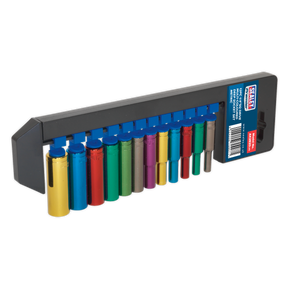 Multi-Coloured Socket Set 12pc 1/4"Sq Drive Deep WallDrive® Metric - AK282D - Farming Parts