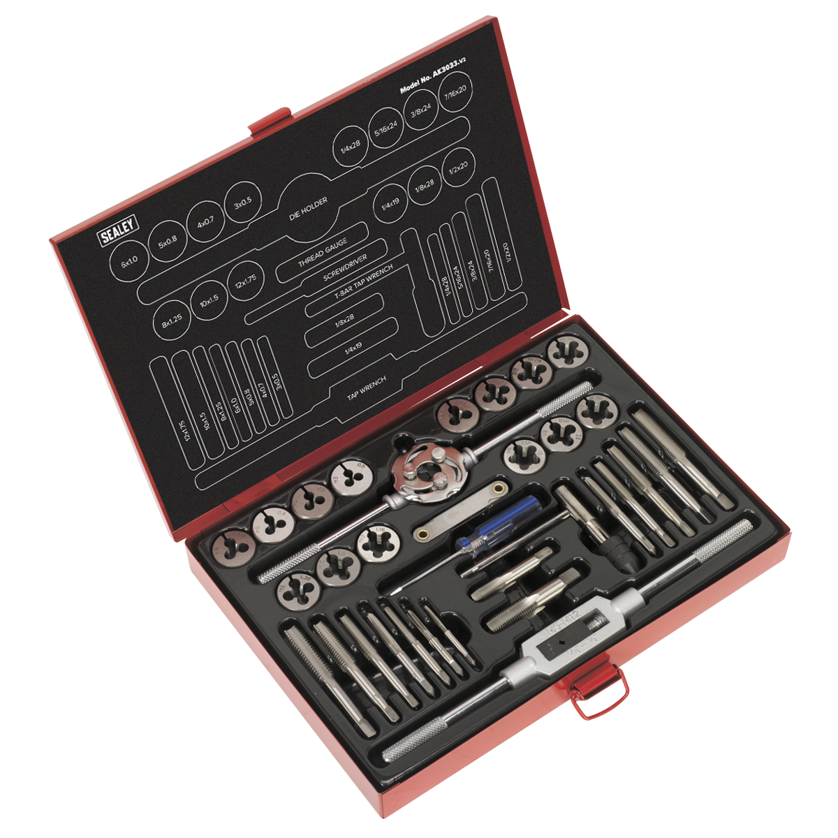 Tap & Die Set 33pc Split Dies Metric/UNF/BSP - AK3033 - Farming Parts