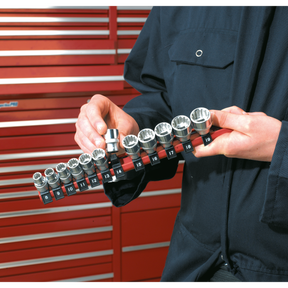 Socket Retaining Rail with 12 Clips 3/8"Sq Drive - AK3812 - Farming Parts