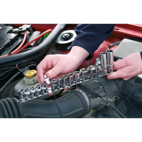 Socket Retaining Rail with 14 Clips 3/8"Sq Drive - AK3814 - Farming Parts