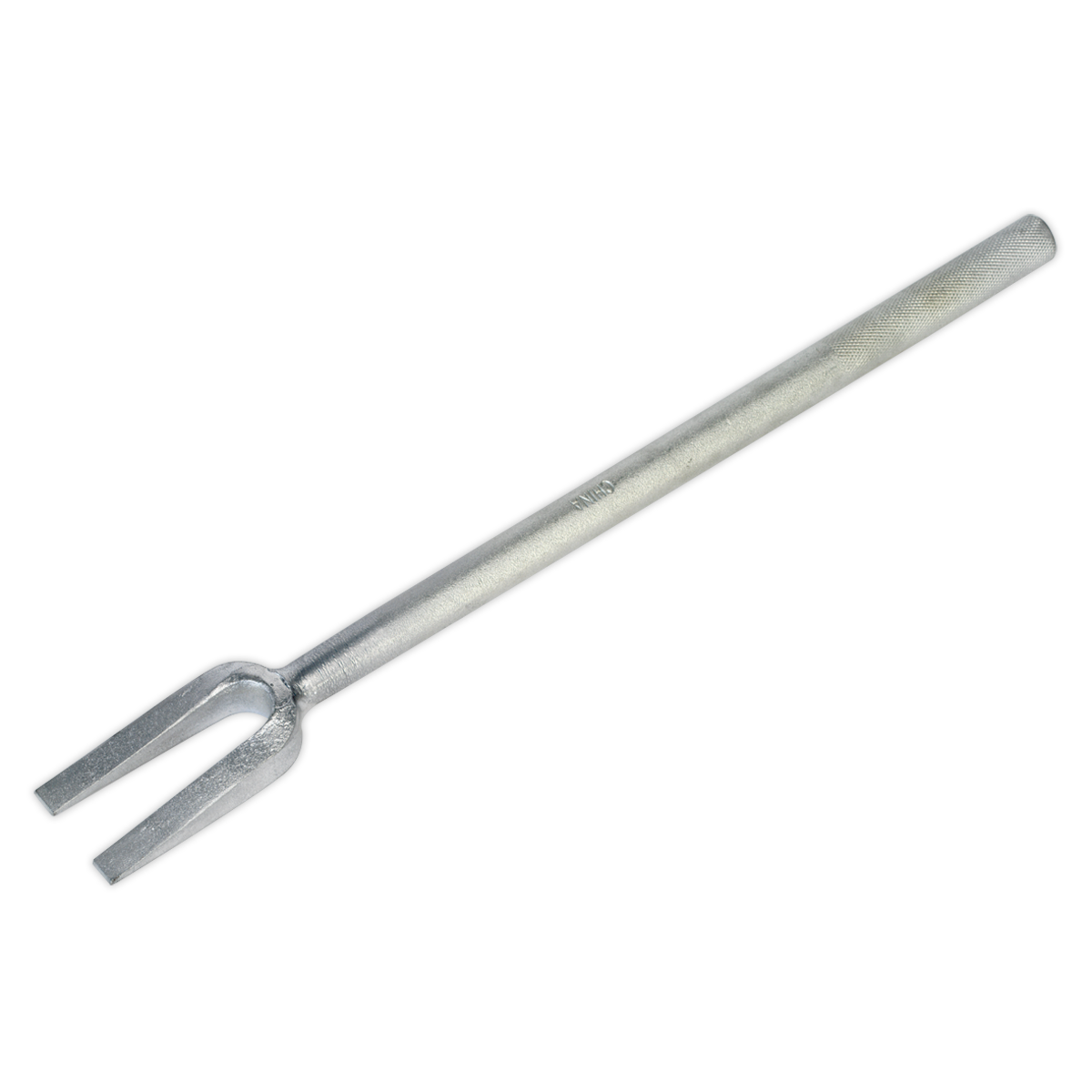 A drop-forged alloy steel tool characterized by its cylindrical handle and forked end, the Sealey Ball Joint Splitter Long Reach 400mm - AK3821 is designed for automotive repair, even in areas with limited access.