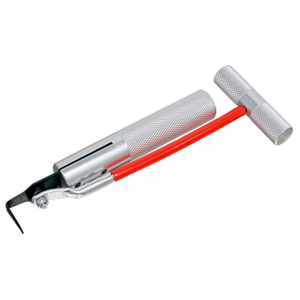 Introducing the Sealey Bonded Windscreen Removal Tool - AK420, a high-quality tool featuring an aluminium handle and a red hose, completed with a black nozzle.