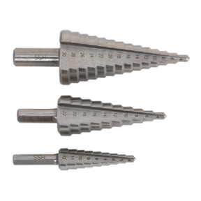 HSS 4341 Step Drill Bit Set 3pc Double Flute - AK4746 - Farming Parts