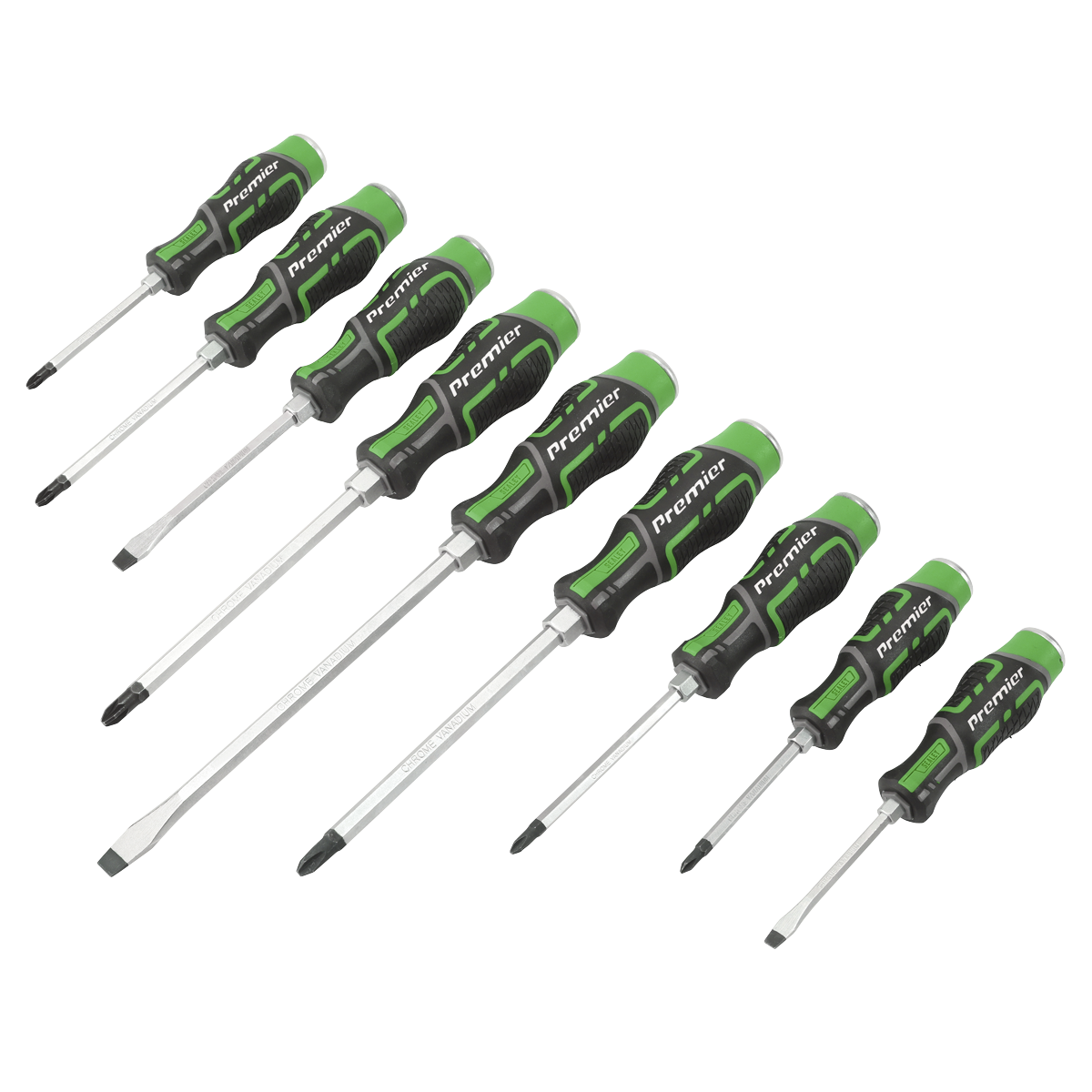 Hammer-Thru Screwdriver Set Hi-Vis Green 9pc - AK4941HV - Farming Parts