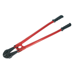 A pair of Bolt Cropper 900mm 16mm Capacity - AK518 in red with black handles, manufactured from durable Chrome Molybdenum steel and covered by Sealey's lifetime guarantee, is shown against a plain background.
