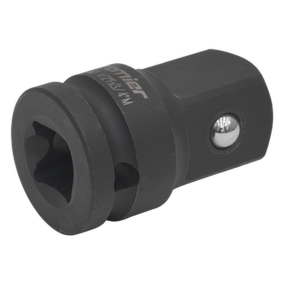 The Sealey Impact Adaptor 1/2"Sq Drive Female - 3/4"Sq Drive Male (AK5402) features a hexagonal opening on one end and a square drive on the other, crafted from durable Chrome Molybdenum steel, making it ideal for use with hand tools or air impact tools.