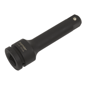 The Sealey Impact Extension Bar 150mm 3/4"Sq Drive - AK5506 is a robust extension bar made from durable Chrome Molybdenum steel. This black extension bar, designed for use with air impact tools, is labeled as part of the "Premier Hand Tools" collection.