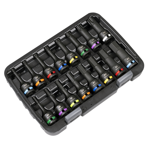 Premier Hex & TRX-Star* Impact Socket Bit Set 1/2"Sq Drive 16pc - SE-AK56005