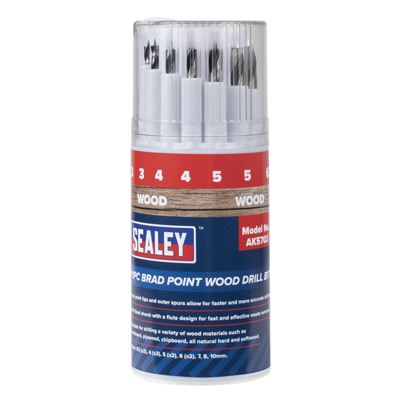 Sealey | Brad Point Wood Drill Bit Set 11pc - AK5703