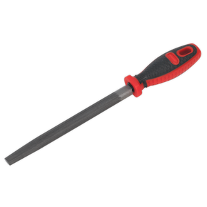 A Half-Round Engineer's File 200mm - AK5731 from Sealey, equipped with a red and black comfort grip handle, featuring a double cut coarse file.