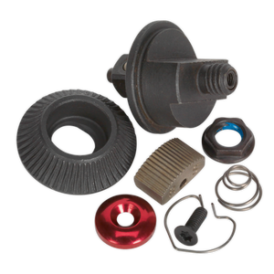 Introducing the Sealey Repair Kit for AK5761 1/4"Sq Drive (AK5761.RK), a comprehensive assortment of mechanical parts—including gears, a red circular component, a gray threaded piece, springs, and small metal and plastic components. It's perfect for enhancing your Premier Hand Tools repair kit.